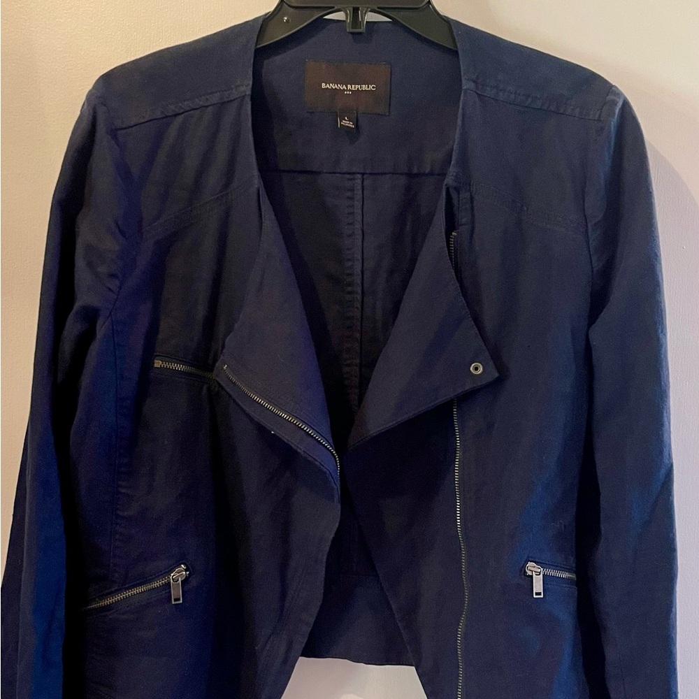 Banana Republic Women's Linen Deep Blue Blazer